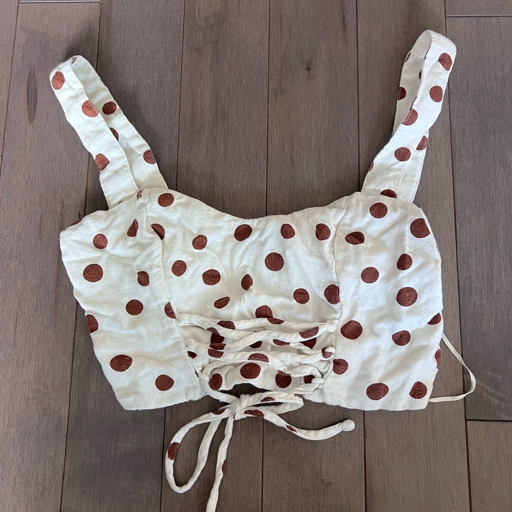 Abercrombie // Polka dot linen crop top // XSmall